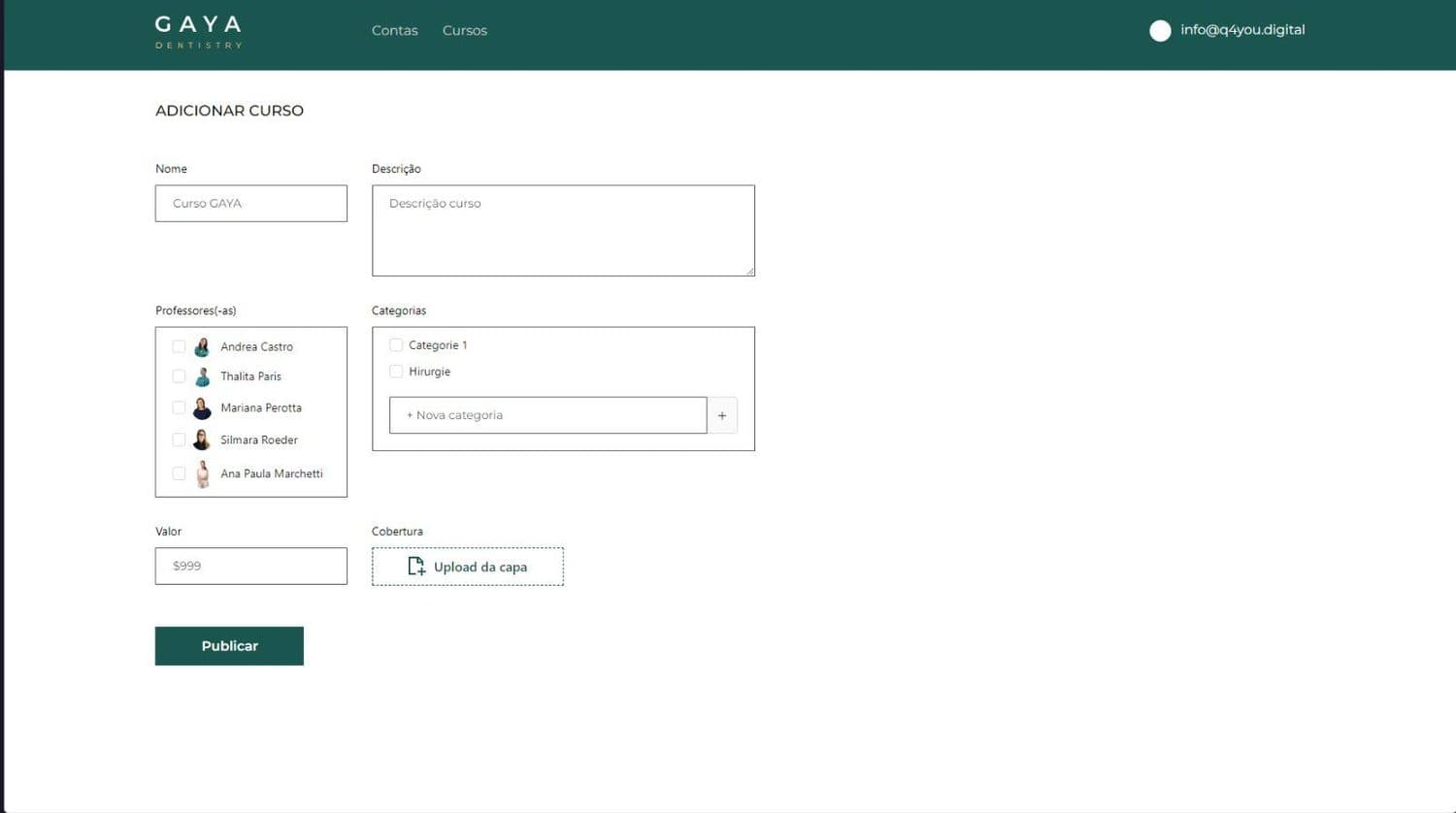 Admin panel: the team runs courses itself